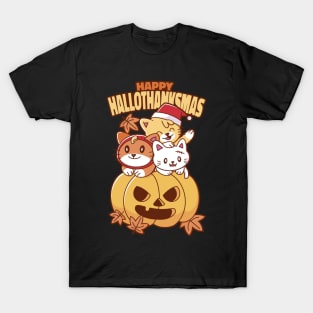 Festive Feline Trio Cheer T-Shirt